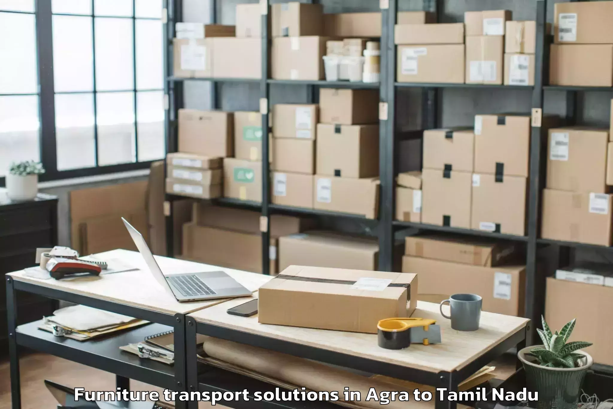 Trusted Agra to Chetput Furniture Transport Solutions